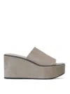 Brunello Cucinelli Suede Slide Wedge Platform Sandals In White