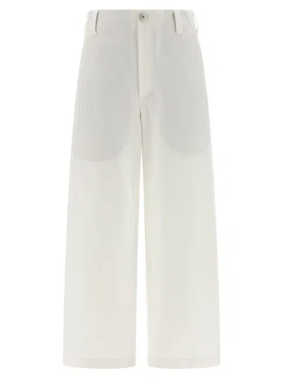 Brunello Cucinelli Cropped Chino Trousers Belt Loops Front Pockets In White