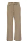 Brunello Cucinelli Chino Crop Trousers In Cotton And Linen Cover-up With Moniline