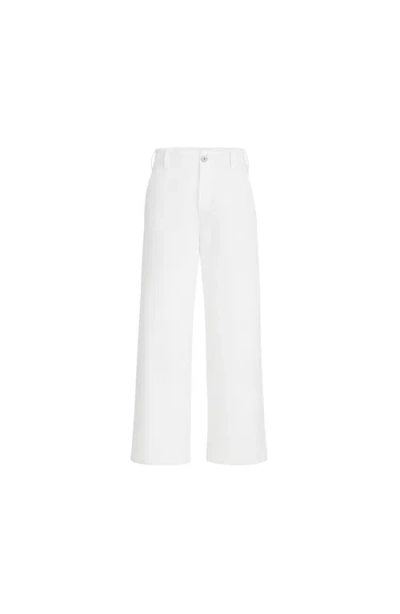 Brunello Cucinelli Women Chino Crop Trousers In Cotton And Linen Gabardine In White