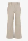 Brunello Cucinelli Embellished Cropped Chino Trousers In Beige