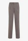 Brunello Cucinelli Pleated Front Trousers Straight Leg Design In Multi