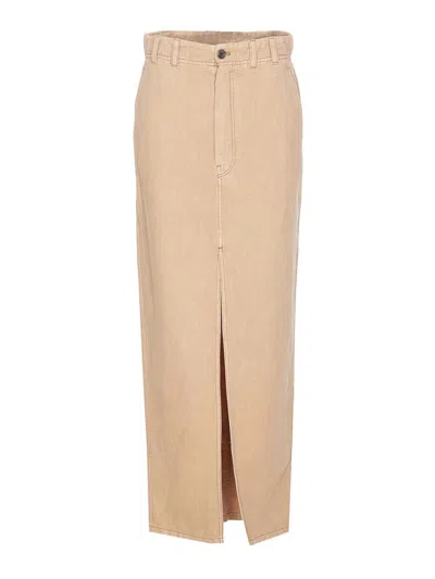 Brunello Cucinelli Chino Skirt With Jewels In Neutral