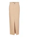 Brunello Cucinelli Cotton-linen Chino Maxi Skirt In Coloniale