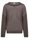 Brunello Cucinelli Chocolate Cotton And Linen Sweater In Brown