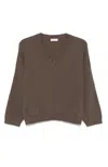 Brunello Cucinelli Chocolate Knitwear With Deep V-neckline And Relaxed Fit In Brown