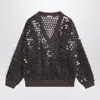 Brunello Cucinelli Chocolate Mesh Top With Sequins Women