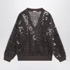 Brunello Cucinelli Chocolate Mesh Top With Sequins