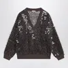 Brunello Cucinelli Chocolate Mesh Top With Sequins Women
