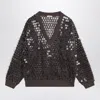 Brunello Cucinelli Chocolate Mesh Top With Sequins Women