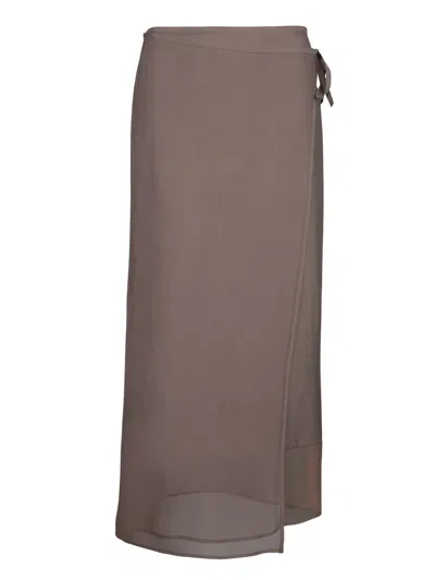Brunello Cucinelli Chocolate Organza Wrap Skirt In Brown