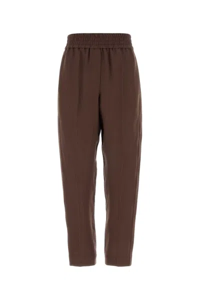 Brunello Cucinelli Chocolate Viscose Blend Pant In Brown