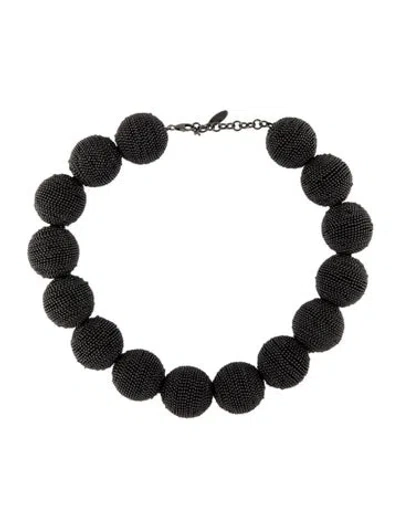 Pre-owned Brunello Cucinelli Chunky Bead Collar Necklace, 17" In Black