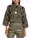 Brunello Cucinelli Chunky Cashmere Crop Sweater In Green