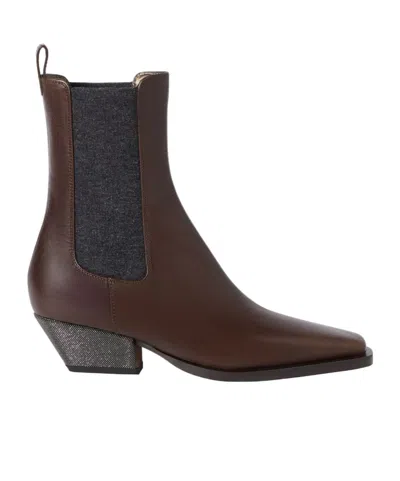 Brunello Cucinelli Chunky Heeled Ankle Boots In Animal Print