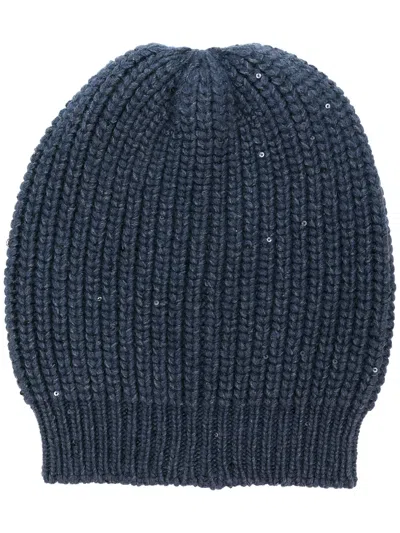 Brunello Cucinelli Chunky Knit Beanie In Blue
