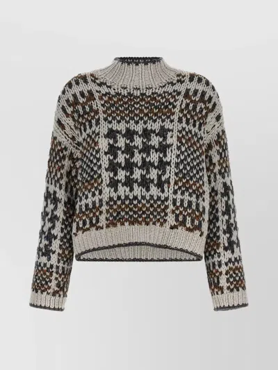 BRUNELLO CUCINELLI CHUNKY KNIT CREW NECK LONG SLEEVE SWEATER