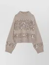 Brunello Cucinelli Chunky Knit Openwork Sweater Featuring Sequins In Gray