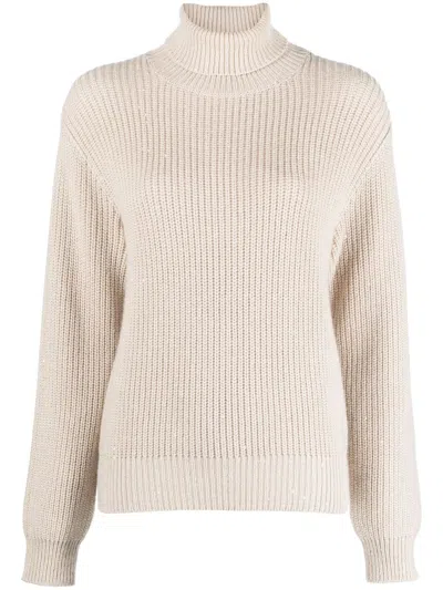 Brunello Cucinelli Chunky-knit Roll-neck Jumper In Neutrals