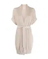 Brunello Cucinelli Diamante Knitted V-neck Cardigan In Nude