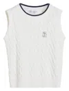 Brunello Cucinelli Chunky Knit Vest In White
