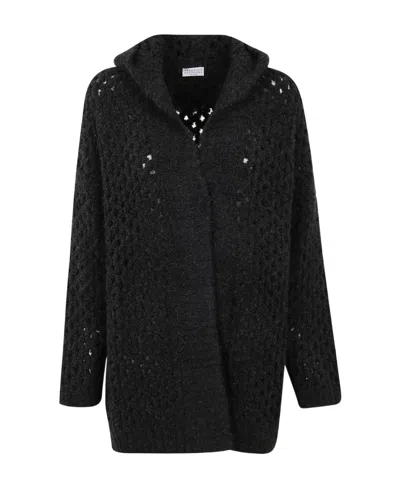 Brunello Cucinelli Chunky Knitted Hooded Jumper In Black