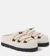 Brunello Cucinelli Suede Lace-up Cozy Mule Slippers In White