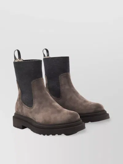 Brunello Cucinelli Chunky Sole Ankle Boots With Elastic Panels