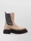 Brunello Cucinelli Chunky Sole Elastic Side Panel Boots In Brown
