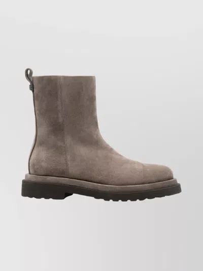Brunello Cucinelli Chunky Sole Suede Boots With Pull Tab In Brown