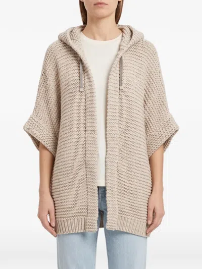 Brunello Cucinelli Chunky-knit Short-sleeve Cardigan In Neutral