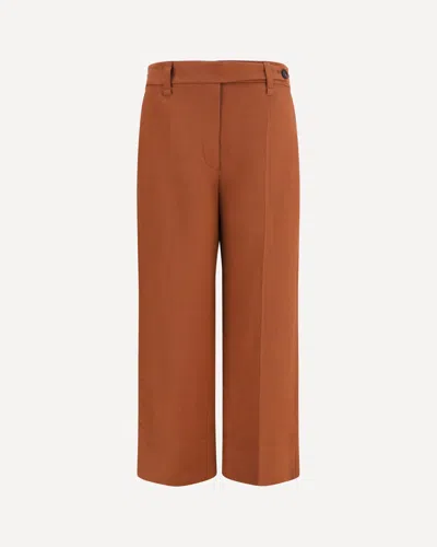 Brunello Cucinelli Cigarette Pants In Fluid Viscose And Linen Twill In Brown