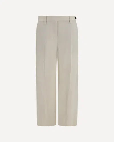 Brunello Cucinelli Cigarette Pants In Fluid Viscose And Linen Twill In White