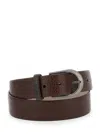 BRUNELLO CUCINELLI BROWN BELT WITH MONILE DETAIL IN HAMMERED LEATHER WOMAN