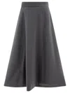 Brunello Cucinelli Cotton-blend Midi Skirt In Grey
