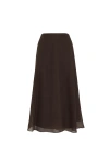 Brunello Cucinelli Silk Midi Skirt In Black