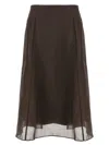 Brunello Cucinelli Sheer Silk Maxi Skirt With Flowing Silhouette In Green
