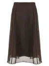 Brunello Cucinelli Sheer Silk Maxi Skirt With Flowing Silhouette In Green