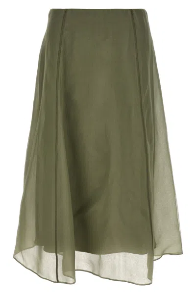 Brunello Cucinelli Gonna Longuette In Green