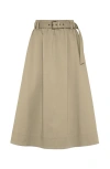 Brunello Cucinelli Stretch Cotton Long Skirt With Maxi Hem In Khaki