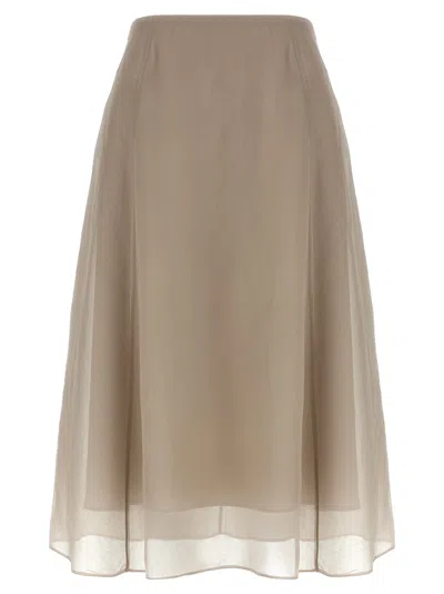 Brunello Cucinelli Circle Skirts White In Brown