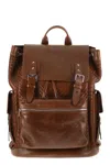Brunello Cucinelli Men City Backpack In Woven Calfskin And Cowhide Leather In Brown