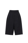 Brunello Cucinelli Virgin Wool-cotton Pinstripe Bermuda Shorts In Black