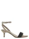 Brunello Cucinelli Suede Sandals With Precious Insert In Gray