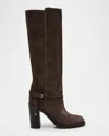 Brunello Cucinelli City Suede Knee-high Boots In Multi