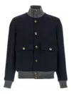 Brunello Cucinelli Wool Bomber Jacket Puffer Jackets Blue In Black