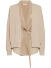 Brunello Cucinelli Cardigan With Multilayer In Brown