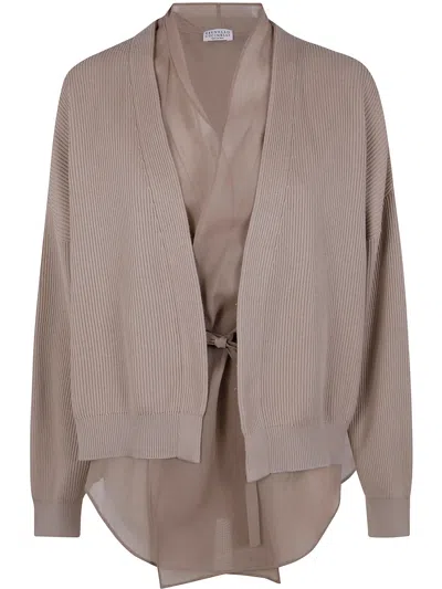 Brunello Cucinelli Classic Cardigan In Medium Brown