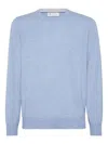 Brunello Cucinelli Cashmere Crew Neck Sweater Clothing In Blue