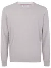 Brunello Cucinelli Cashmere Sweater With Ribbed Cuffs And Hem In Neutral
